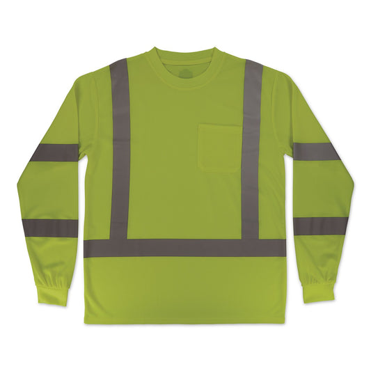 GloWear 8368 Class 3 Essential Hi-Vis Long Sleeve T-Shirt, 3X-Large, Lime