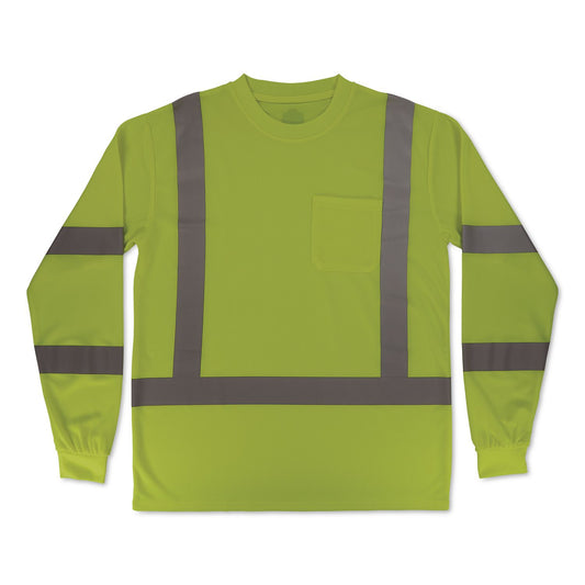 GloWear 8368 Class 3 Essential Hi-Vis Long Sleeve T-Shirt, 4X-Large, Lime