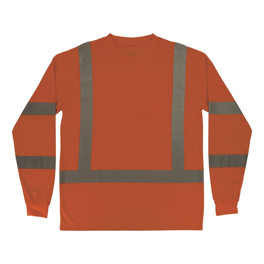 GloWear 8368 Class 3 Essential Hi-Vis Long Sleeve T-Shirt, X-Large, Orange