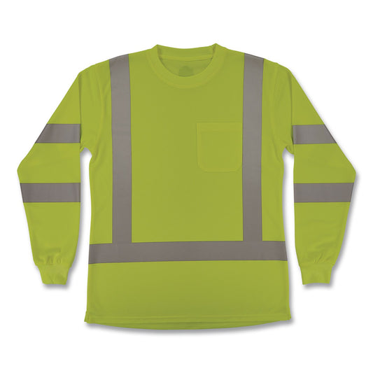 GloWear 8374 Class 3 Women's Essential Hi-Vis Long Sleeve T-Shirt, Small, Lime