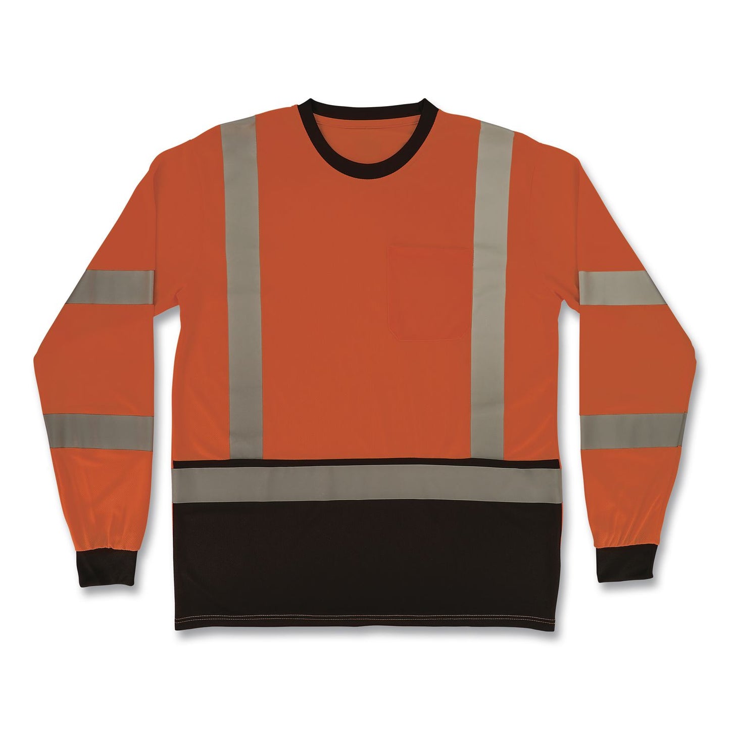 GloWear 8369BK Class 3 Essential Hi-Vis Long Sleeve T-Shirt with Black Bottom, 5X-Large, Orange