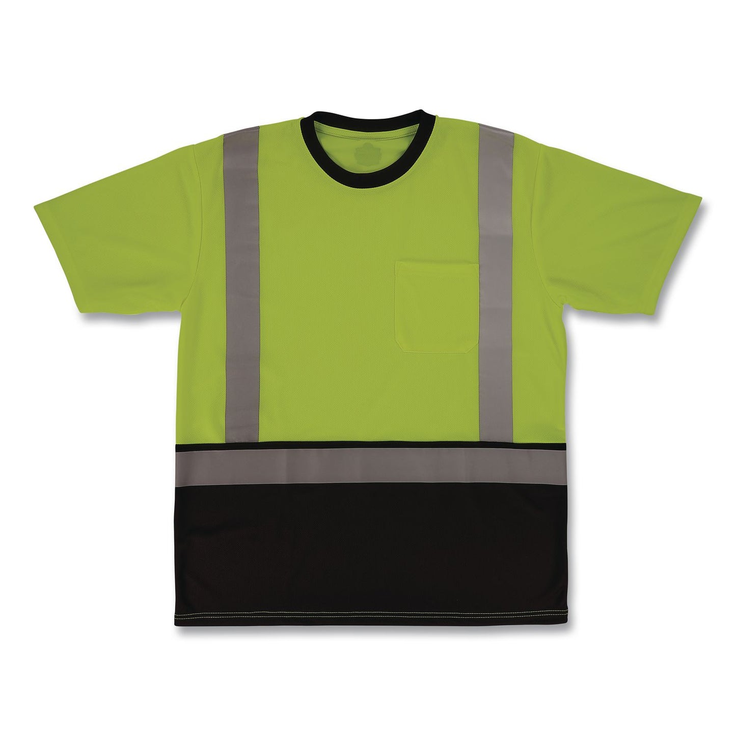 GloWear 8286BK Class 2 Essential Hi-Vis T-Shirt with Black Bottom, X-Large, Lime