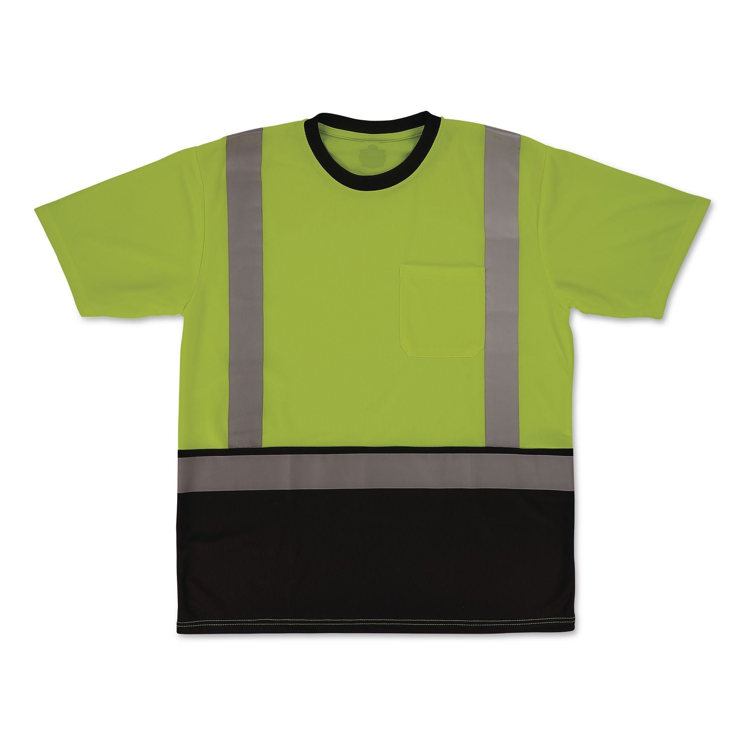 GloWear 8286BK Class 2 Essential Hi-Vis T-Shirt with Black Bottom, 4X-Large, Lime