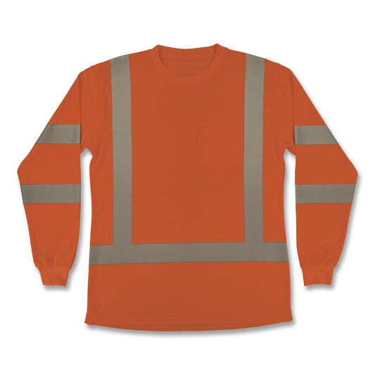 GloWear 8374 Class 3 Women's Essential Hi-Vis Long Sleeve T-Shirt, Medium, Orange