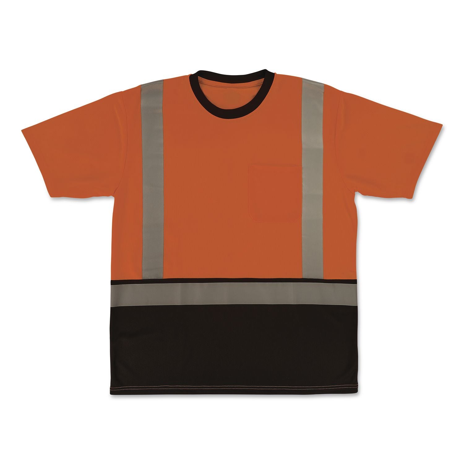 GloWear 8286BK Class 2 Essential Hi-Vis T-Shirt with Black Bottom, 2X-Large, Orange