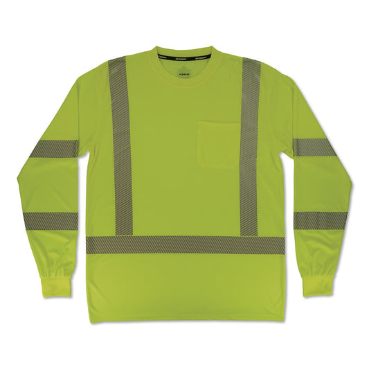 GloWear 8370 Class 3 Performance Hi-Vis Long Sleeve T-Shirt, 3X-Large, Lime