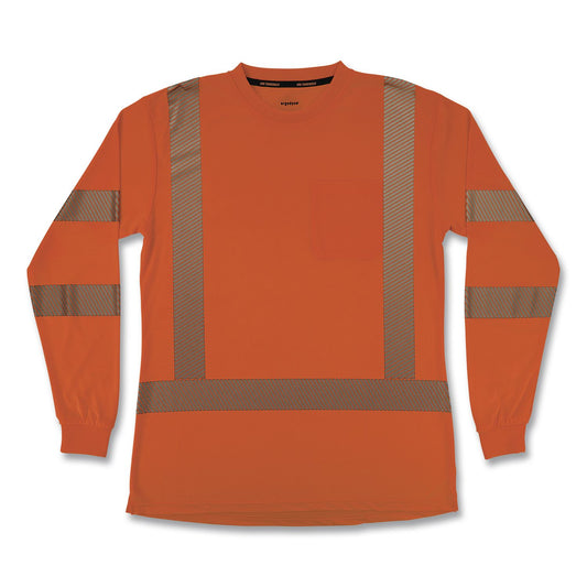 GloWear 8387 Class 3 Women's Performance Hi-Vis Long Sleeve T-Shirt, 3X-Large, Orange