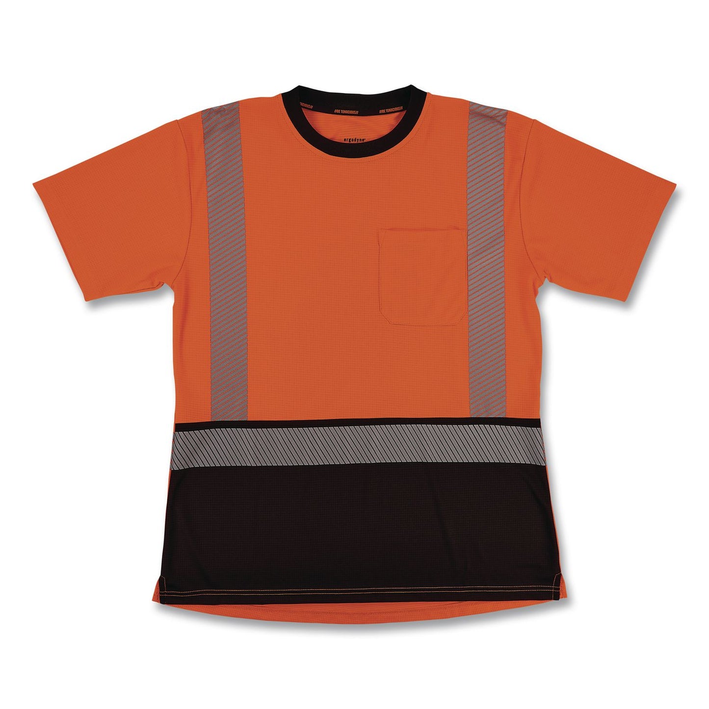 GloWear 8276BK Class 2 Women's Performance Hi-Vis T-Shirt with Black Bottom, Small, Orange