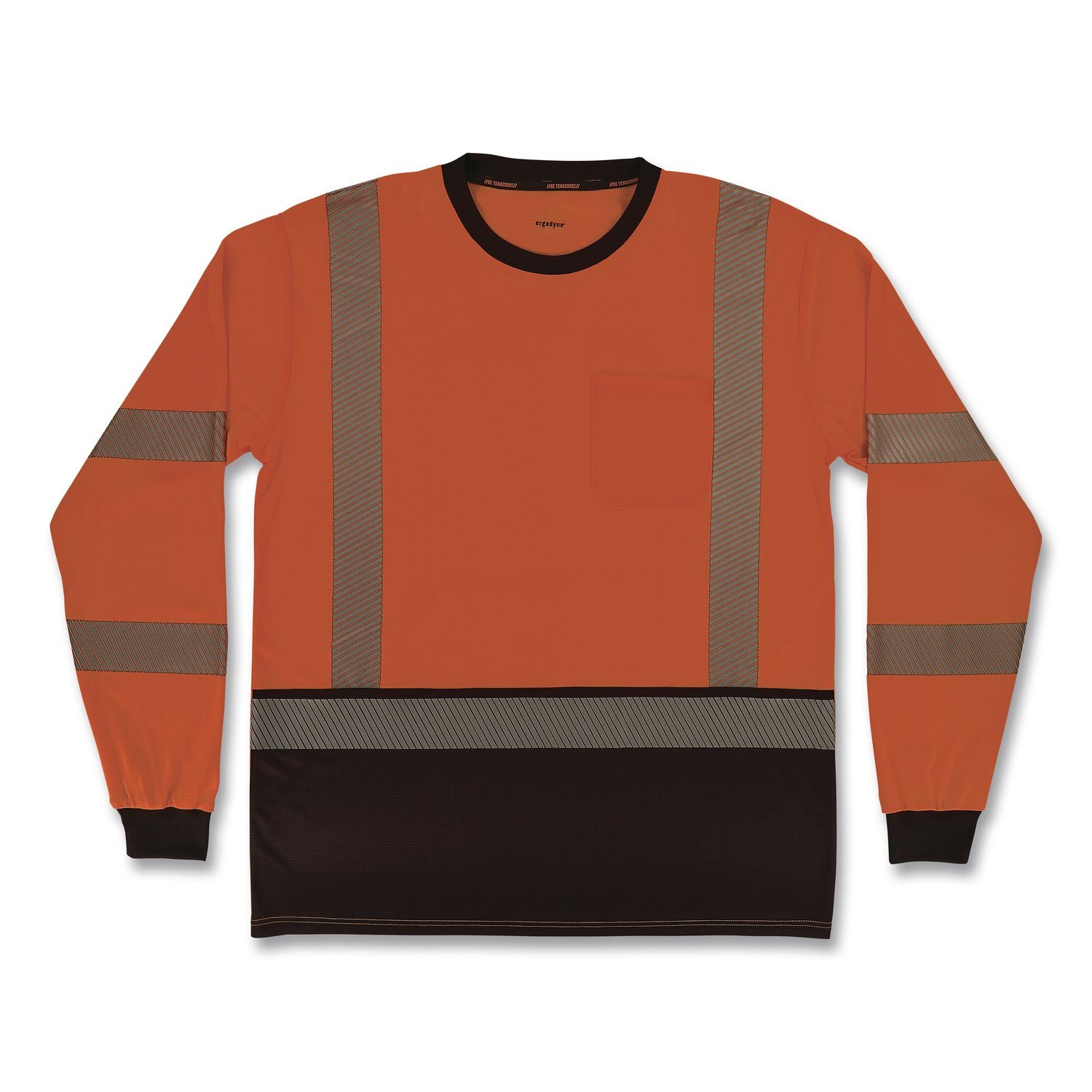 GloWear 8371BK Class 3 Performance Hi-Vis Long Sleeve T-Shirt with Black Bottom, 2X-Large, Orange