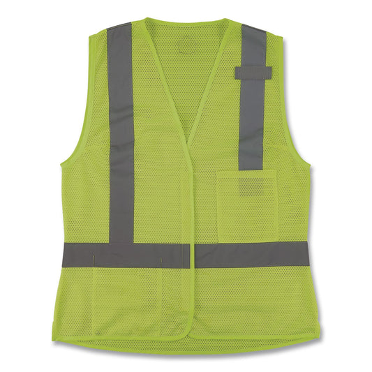 GloWear 8210HLW-S Class 2 Women's Hi-Vis Vest with Hook-and-Loop, Polyester, X-Large, Lime