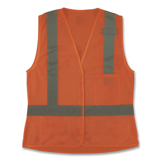 GloWear 8210HLW-S Class 2 Women's Hi-Vis Vest with Hook-and-Loop, Polyester, Large, Orange