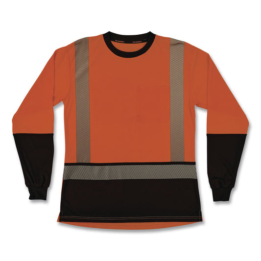 GloWear 8278BK Class 2 Women's Performance Hi-Vis Long Sleeve T-Shirt with Black Bottom, 2X-Large, Orange