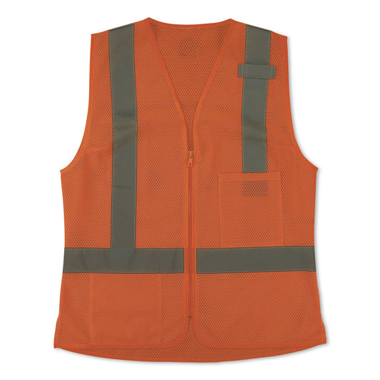 GloWear 8210ZW-S Class 2 Women's Hi-Vis Vest with Zipper, Polyester, Medium, Orange