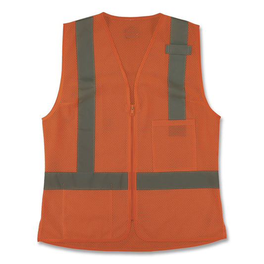 GloWear 8210ZW-S Class 2 Women's Hi-Vis Vest with Zipper, Polyester, Large, Orange