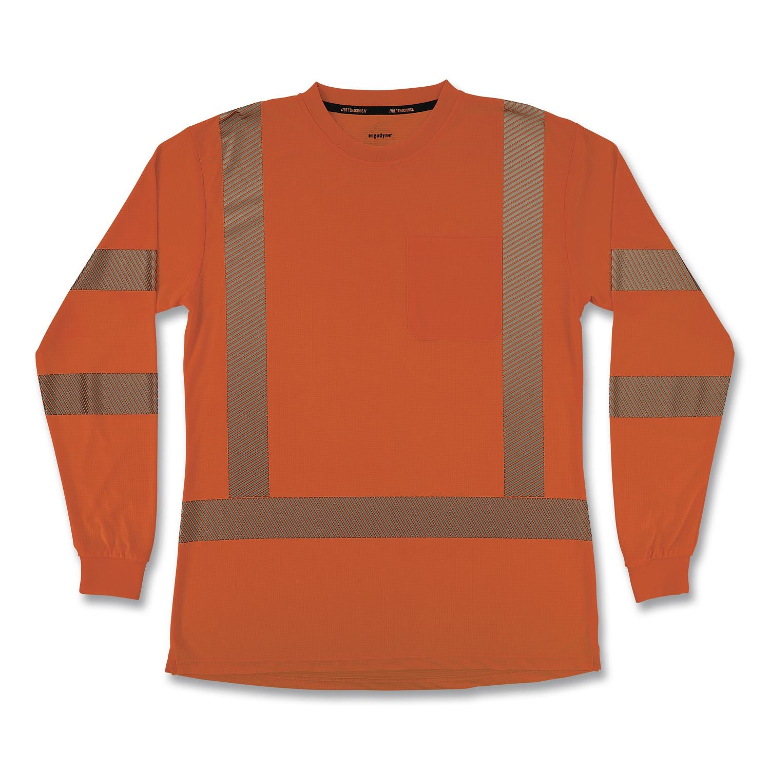 GloWear 8387 Class 3 Women's Performance Hi-Vis Long Sleeve T-Shirt, Large, Orange