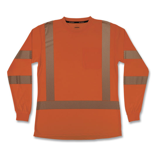 GloWear 8387 Class 3 Women's Performance Hi-Vis Long Sleeve T-Shirt, Large, Orange