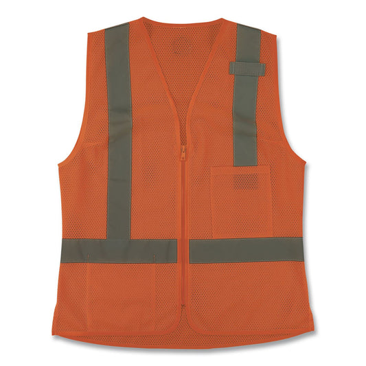 GloWear 8210ZW-S Class 2 Women's Hi-Vis Vest with Zipper, Polyester, 3X-Large, Orange