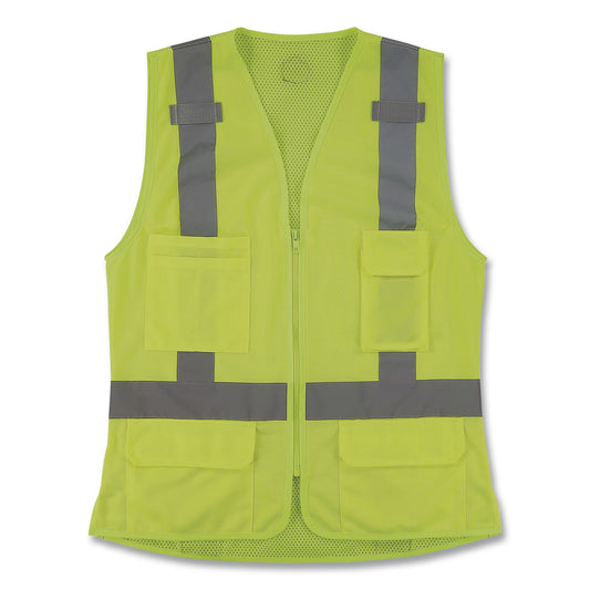GloWear 8247ZW-S Class 2 Women's Hi-Vis Surveyor Vest with Zipper, Polyester, Medium, Lime