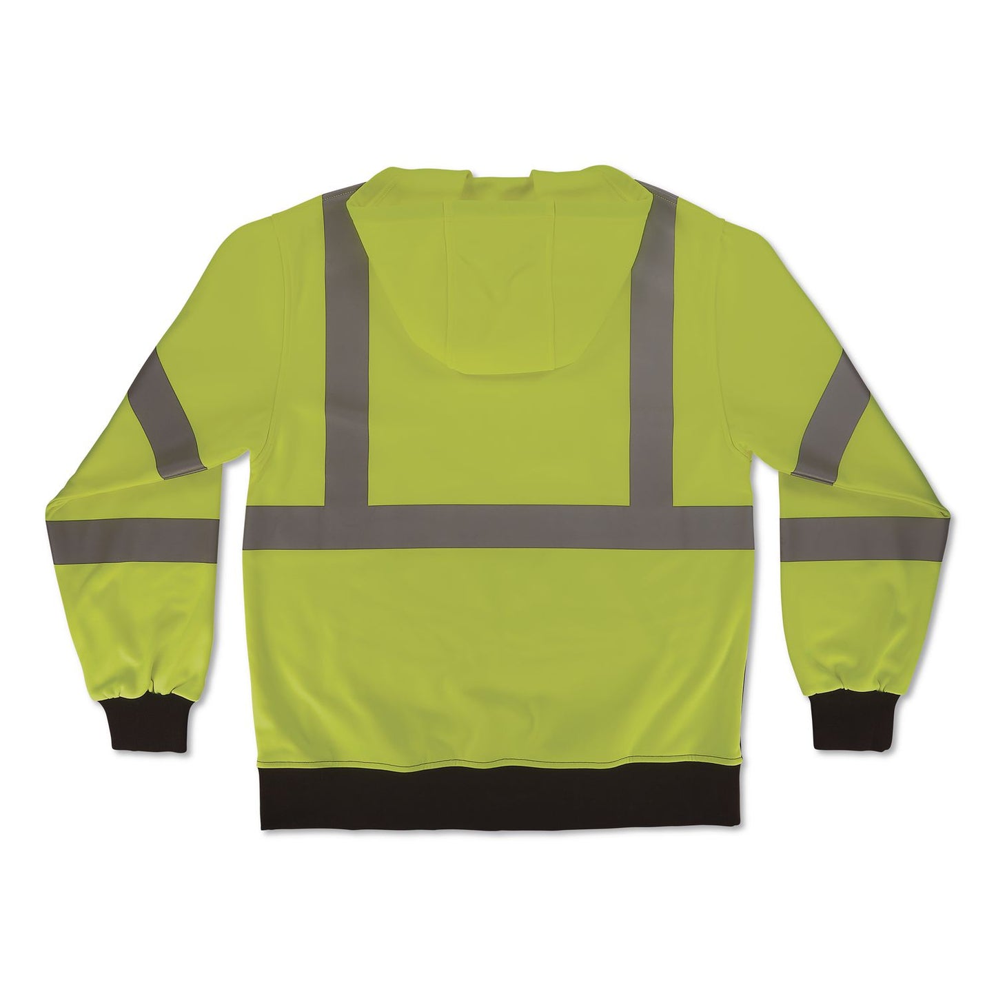 GloWear 8312BK Class 3 Essential Hi-Vis Hooded Zip-Up Sweatshirt with Black Bottom, 2X-Large, Lime