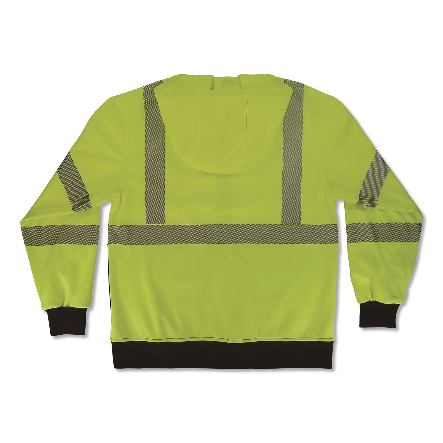 GloWear 8318BK Class 3 Performance Hi-Vis Hooded Zip-Up Sweatshirt with Black Bottom, 5X-Large, Lime