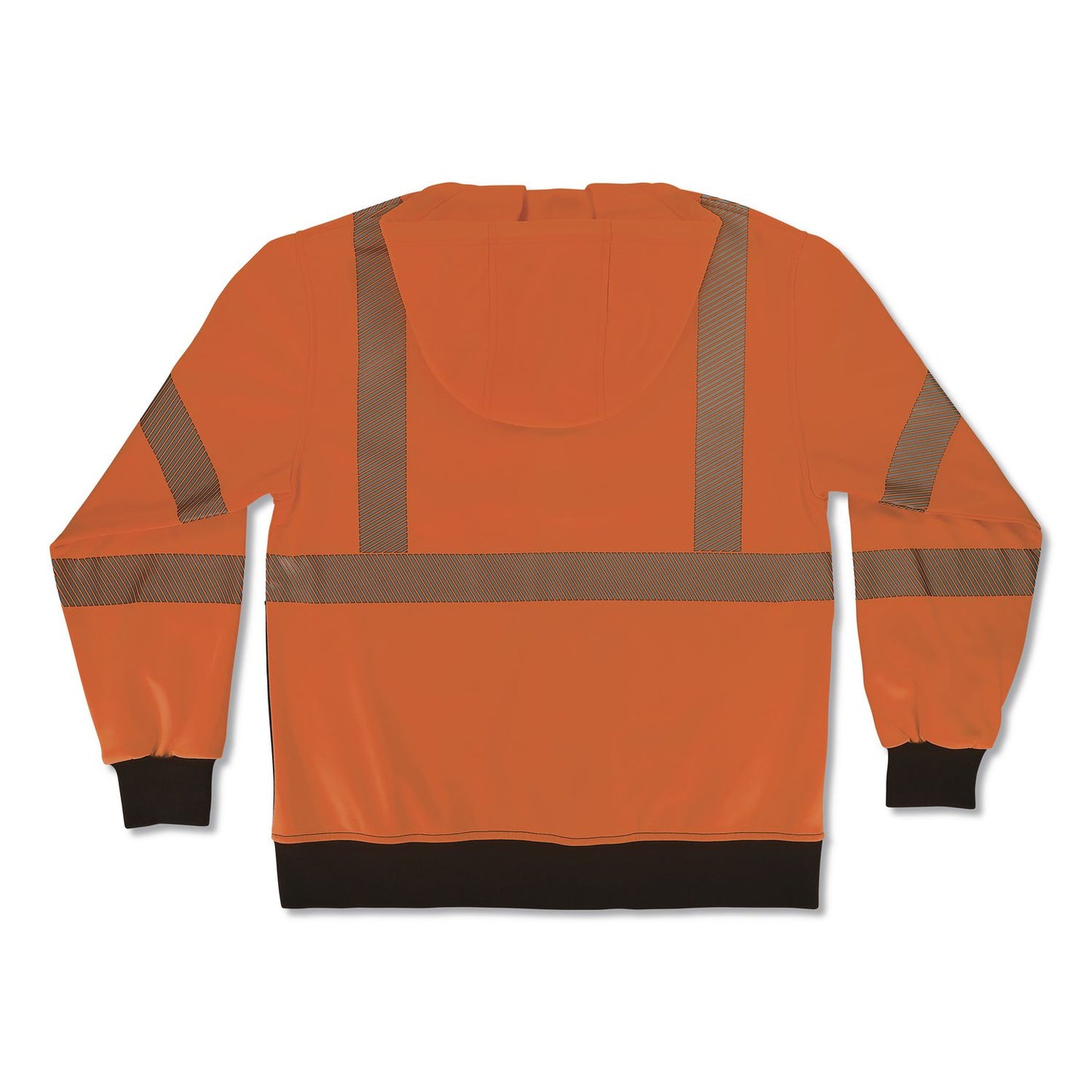GloWear 8318BK Class 3 Performance Hi-Vis Hooded Zip-Up Sweatshirt with Black Bottom, Medium, Orange