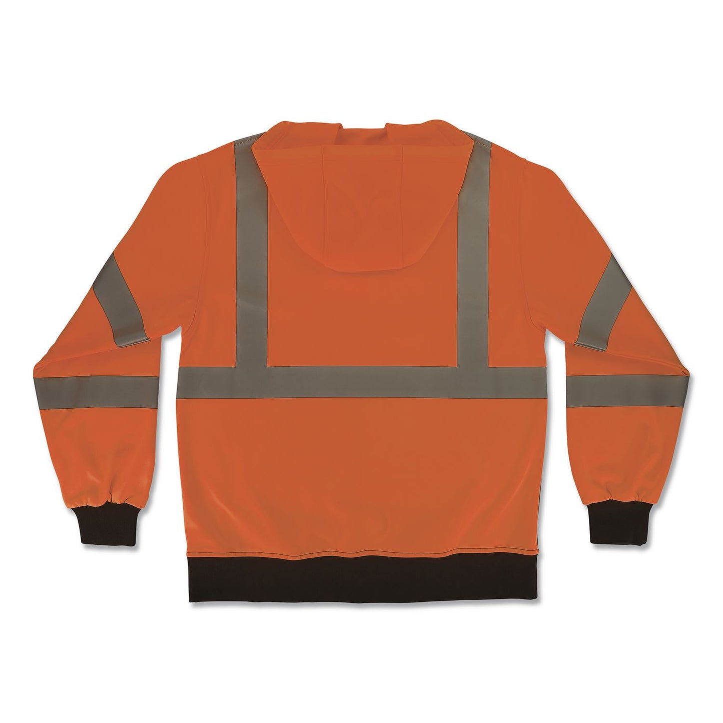 GloWear 8312BK Class 3 Essential Hi-Vis Hooded Zip-Up Sweatshirt with Black Bottom, 4X-Large, Orange