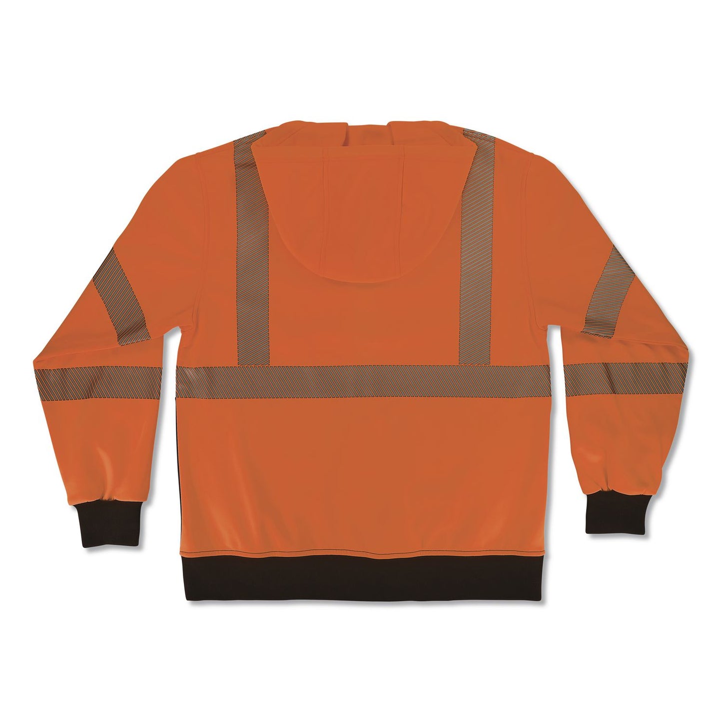 GloWear 8318BK Class 3 Performance Hi-Vis Hooded Zip-Up Sweatshirt with Black Bottom, 5X-Large, Orange