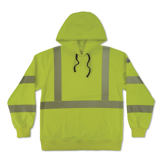 GloWear 8304W Class 3 Women's Performance Hi-Vis Hooded Sweatshirt, Medium, Lime