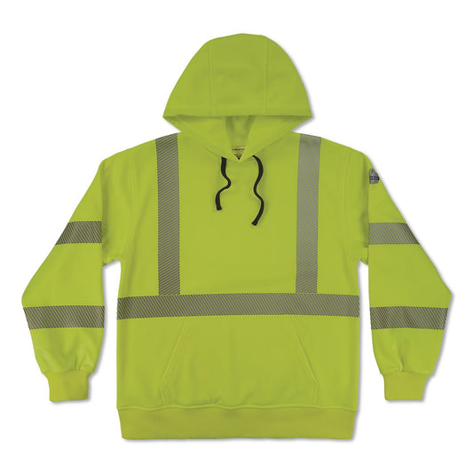 GloWear 8304W Class 3 Women's Performance Hi-Vis Hooded Sweatshirt, Large, Lime