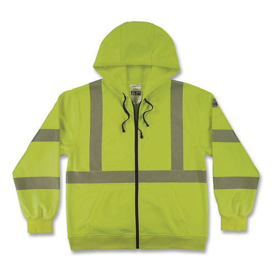 GloWear 8305W Class 3 Women's Performance Hi-Vis Hooded Zip-Up Sweatshirt, 3X-Large, Lime