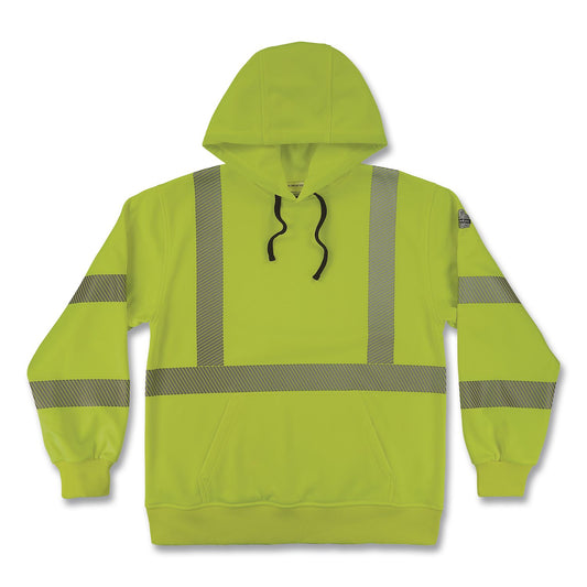 GloWear 8304W Class 3 Women's Performance Hi-Vis Hooded Sweatshirt, 3X-Large, Lime