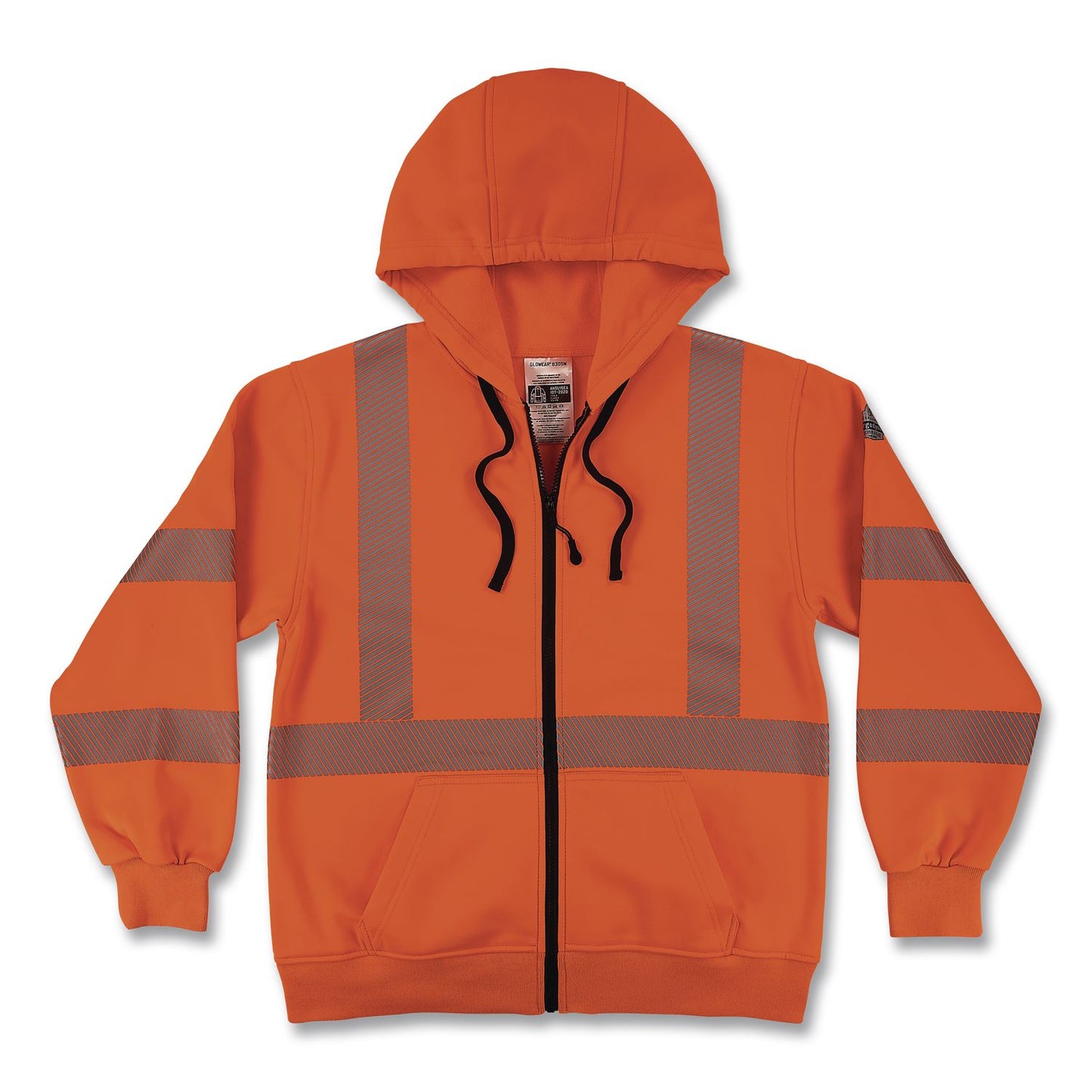 GloWear 8305W Class 3 Women's Performance Hi-Vis Hooded Zip-Up Sweatshirt, Medium, Orange