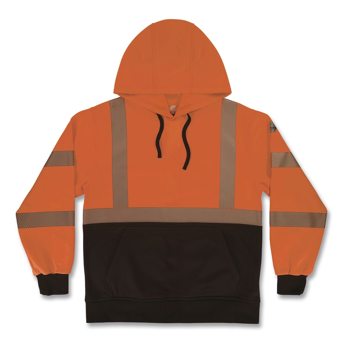 GloWear 8317BK Class 3 Performance Hi-Vis Hooded Sweatshirt with Black Bottom, 3X-Large, Orange
