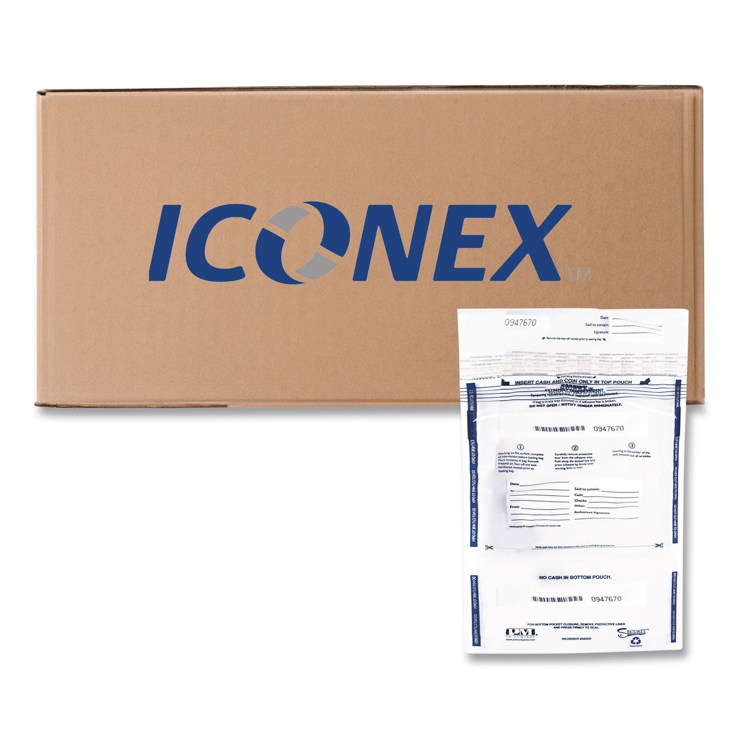Clear Dual Deposit Bags with Tamper Evident Closure, Plastic, 11" x 15", Clear, 100/Pack
