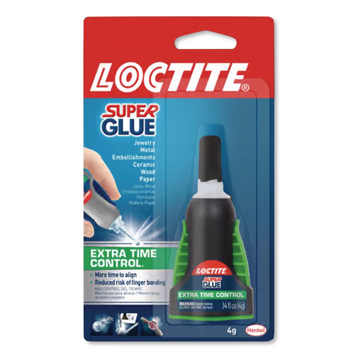 Extra Time Control Super Glue, 0.14 Oz, Dries Clear