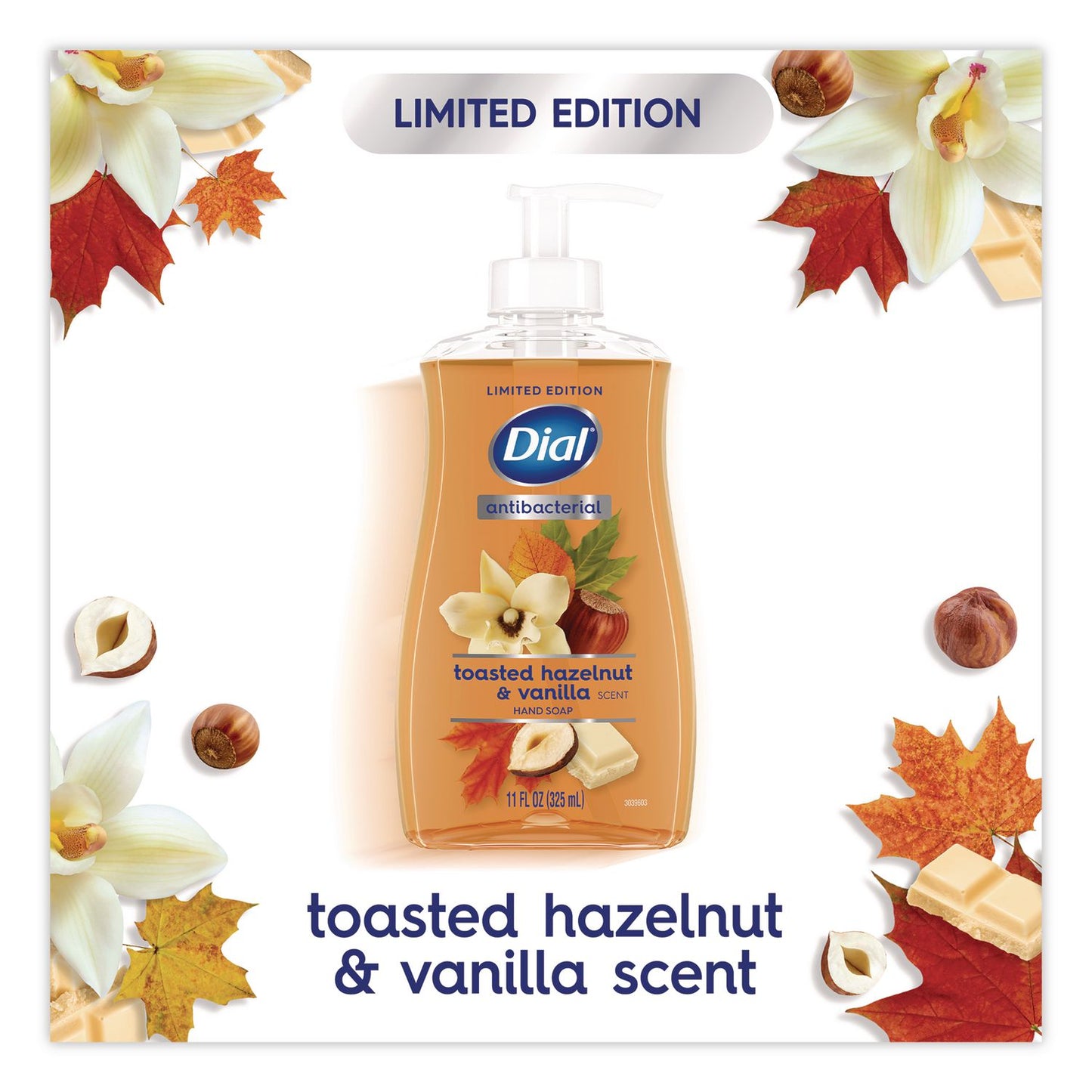 Antibacterial Liquid Hand Soap, Limited Edition, Toasted Hazelnut and Vanilla Scent, 11 oz Pump Bottle