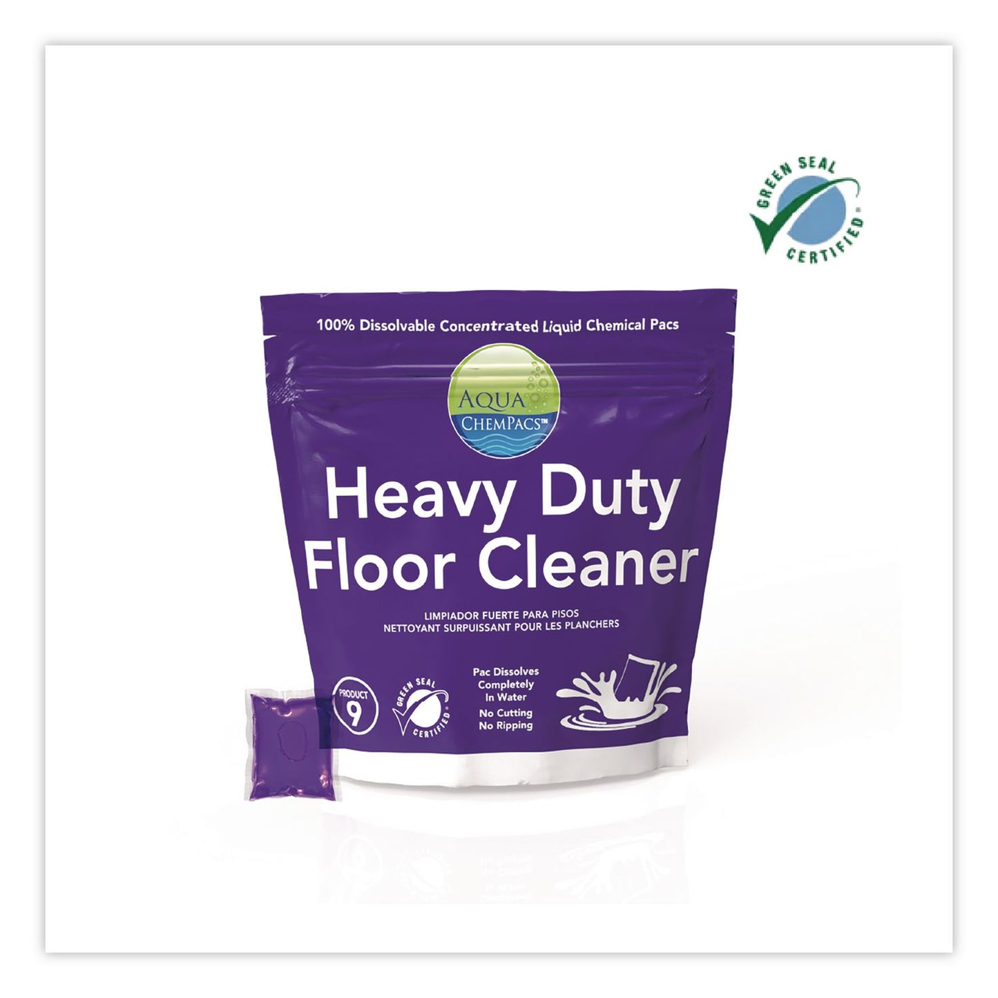 Aqua ChemPacs Heavy Duty Floor Cleaner, Lavender Scent, 20 ChemPacs/Pack