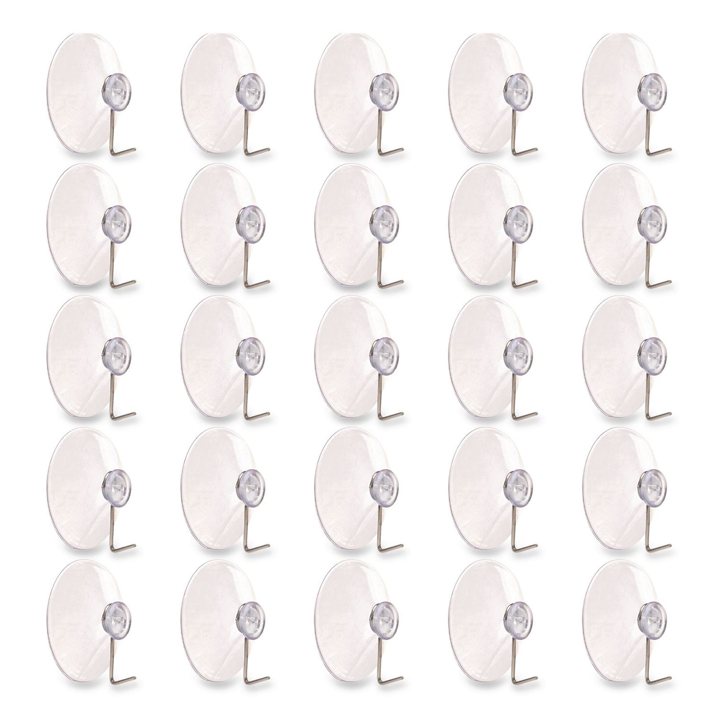Suction Cup Hooks, Metal Silver Hook, 25/Pack