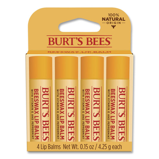 Beeswax Lip Balm, Original, 0.15 oz Stick, 4/Pack