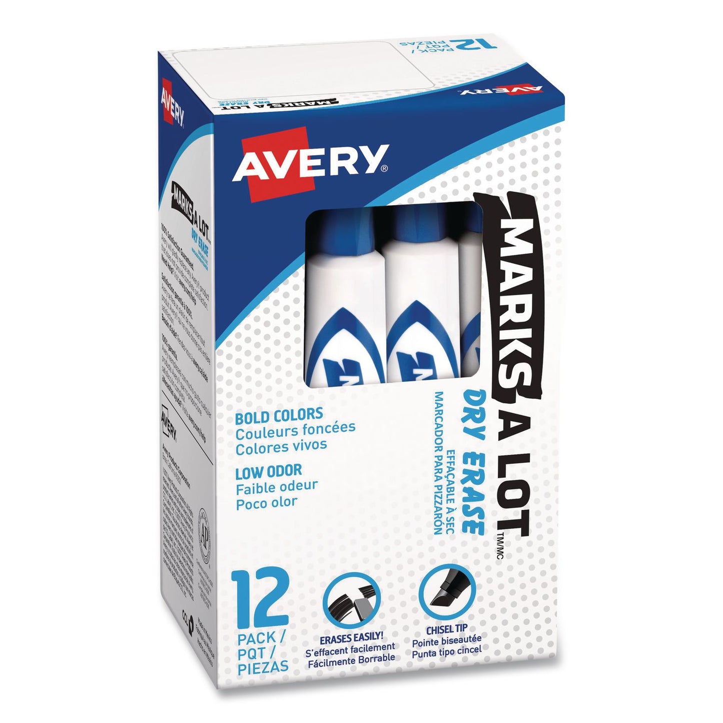 MARKS A LOT Desk-Style Dry Erase Markers, Broad Chisel Tip, Blue