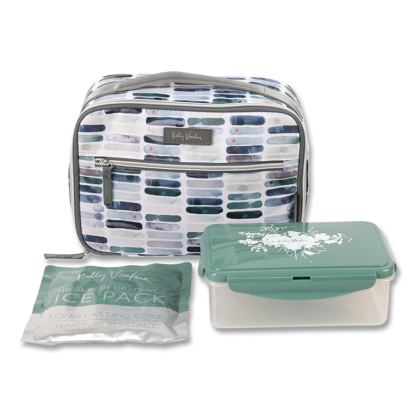 Kelly Ventura Iris Insulated Lunch Box, 10.04" x 4.72" x 7.87", Ocean Stripe