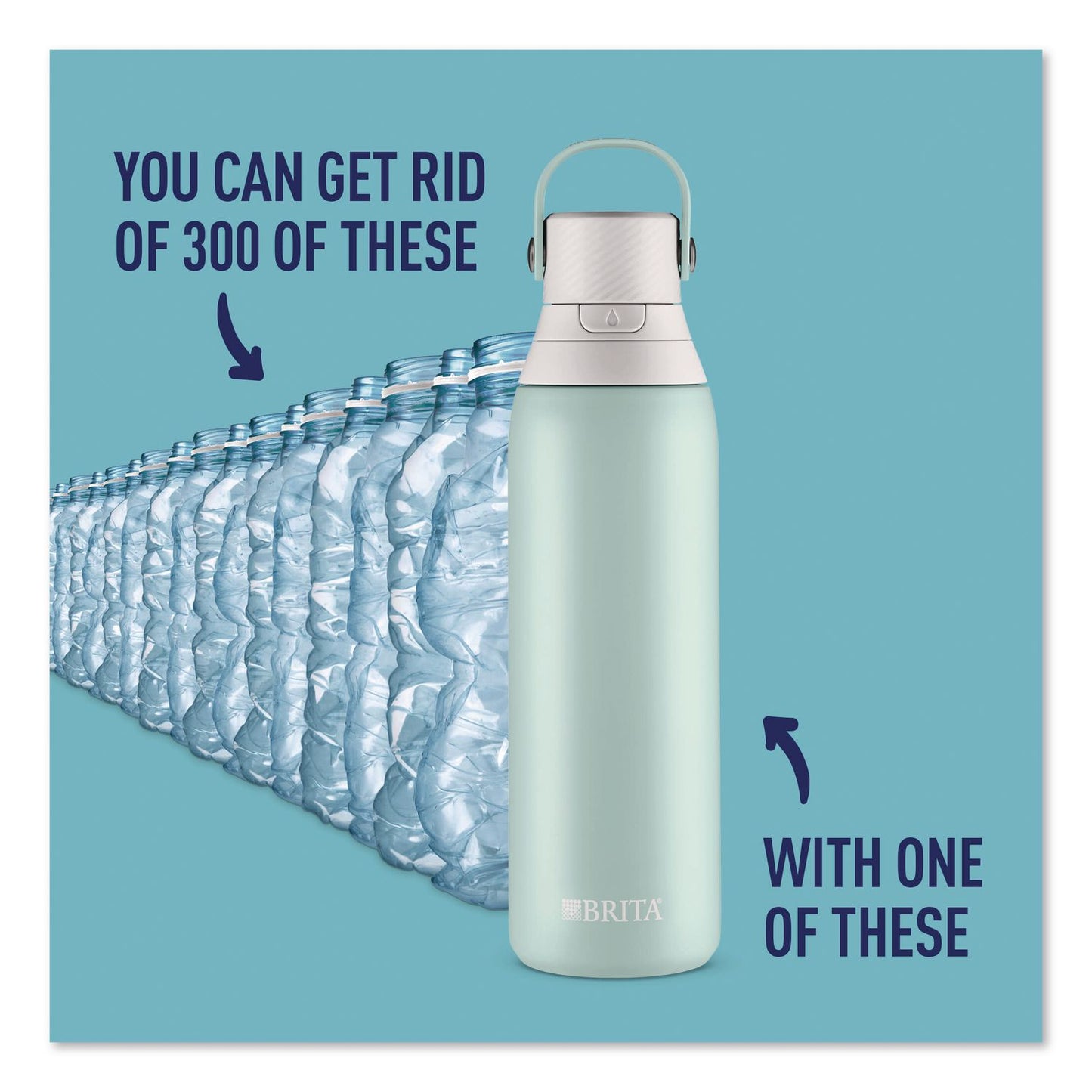 Stainless Steel Filtered Water Bottle, 20 oz, Glacier
