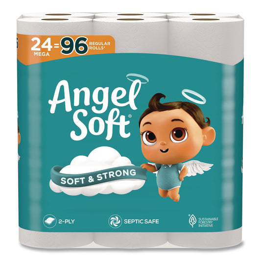 Mega Toilet Paper, Septic Safe, 2-Ply, White, 320 Sheets/Roll, 24 Rolls/Pack