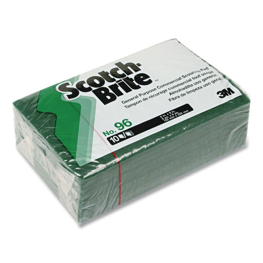 Commercial Scouring Pad 96, 6 X 9, Green, 10/pack