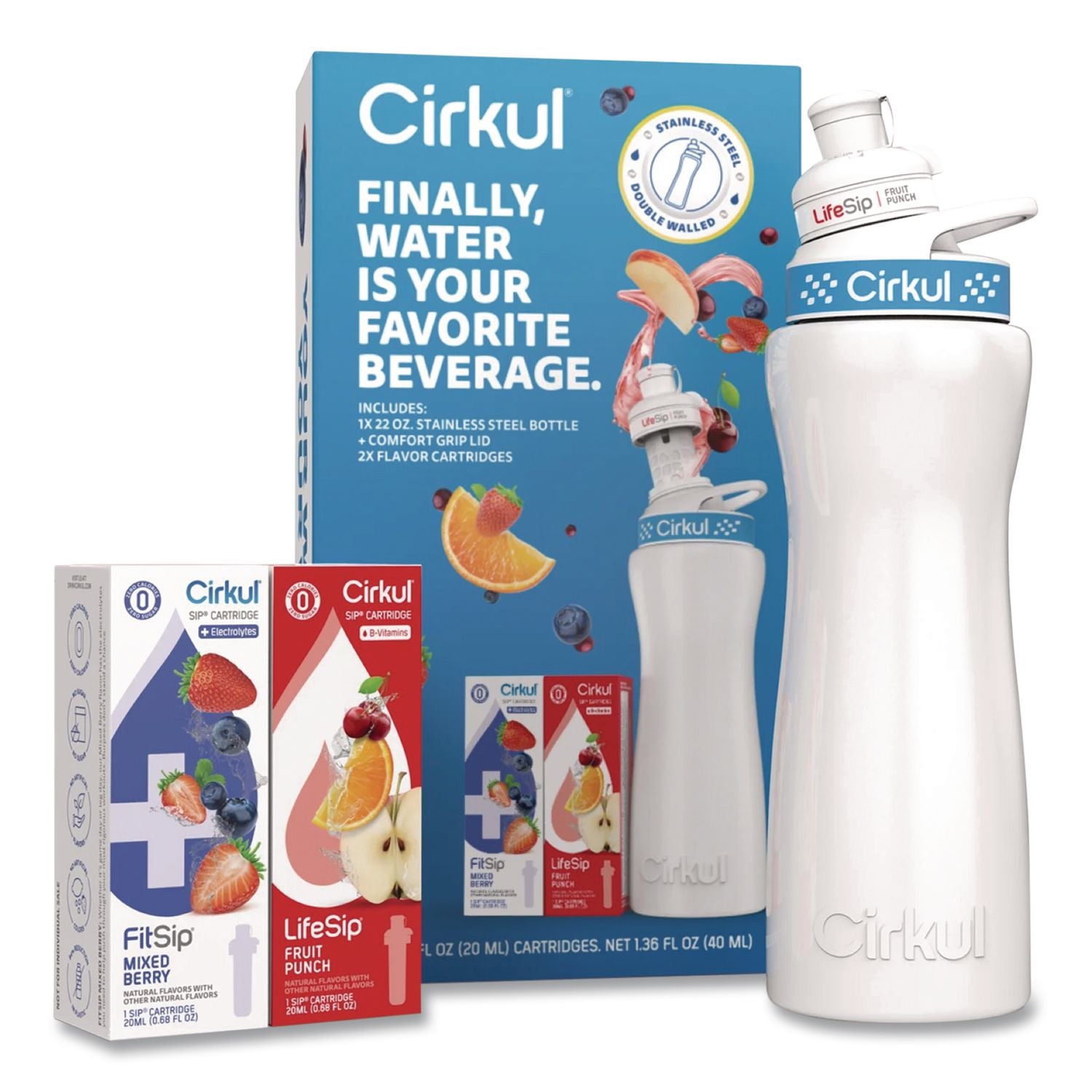 Flavor Water Bottle Kit, 22 oz, White