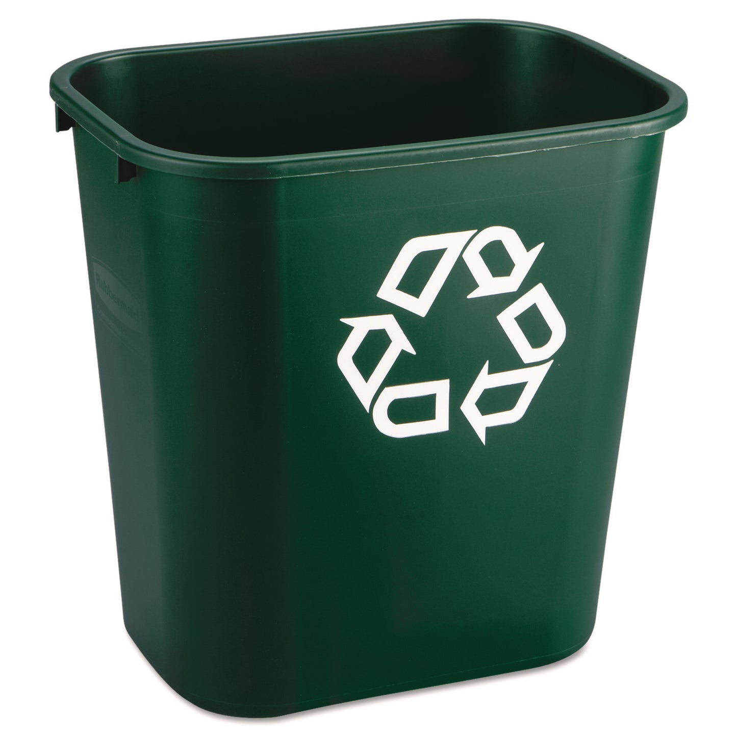 Deskside Plastic Container for Paper Recycling, 7 gal, Plastic, Green