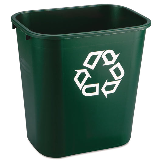 Deskside Plastic Container for Paper Recycling, 7 gal, Plastic, Green