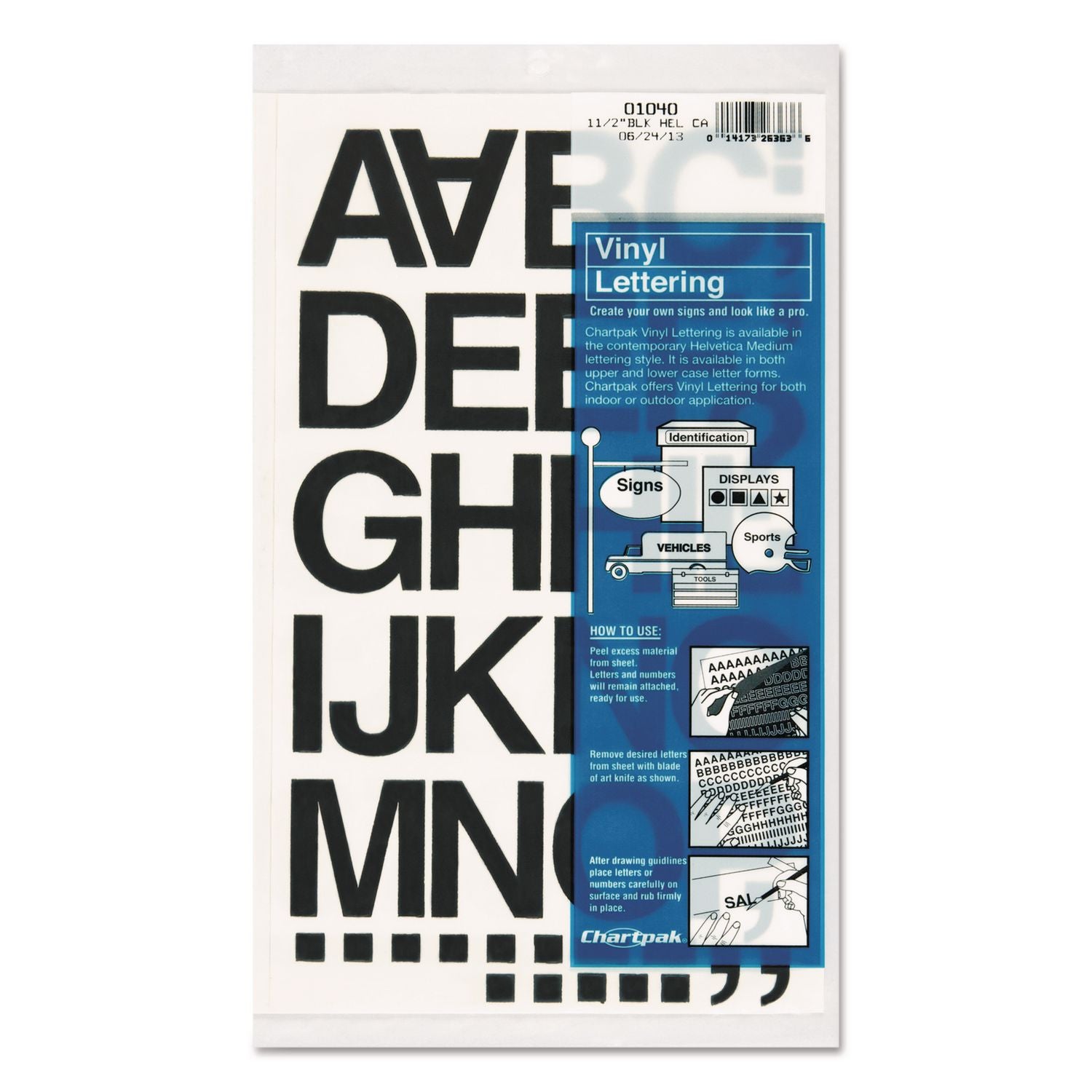 Press-On Vinyl Self-Adhesive Numbers and Uppercase Letters, 1.5" Tall, Black Characters, 37 Pieces