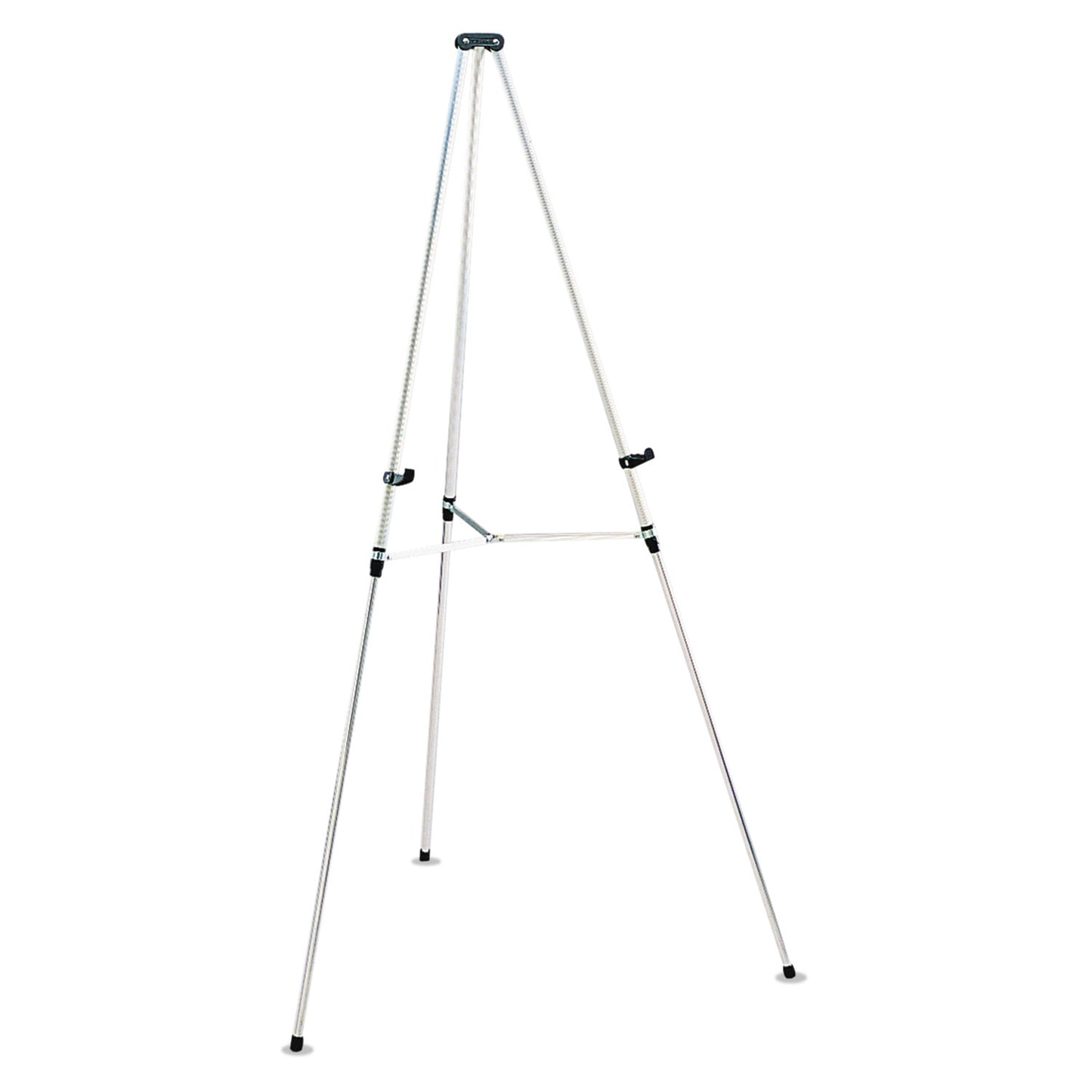Lightweight Telescoping Tripod Easel, 38" to 66" Tall, Metal, Silver, Supports Up to 25 lb