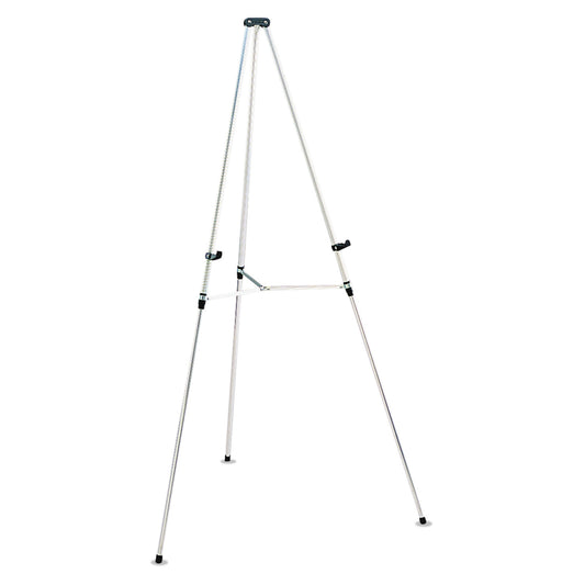 Lightweight Telescoping Tripod Easel, 38" to 66" Tall, Metal, Silver, Supports Up to 25 lb